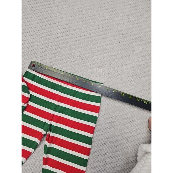 Holiday Time Christmas Pajama Set Kids Size 5 Green White Red Stripes - Picture 5 of 8